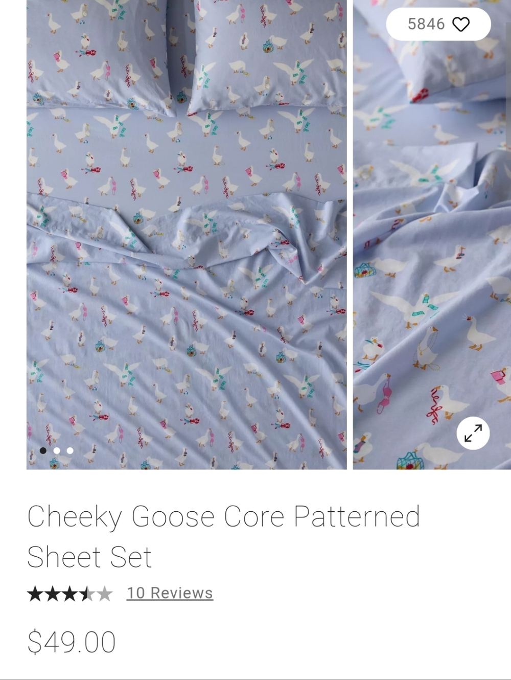 Urban Outfitters Cheeky Goose Blue Sheet Set Twin NWT